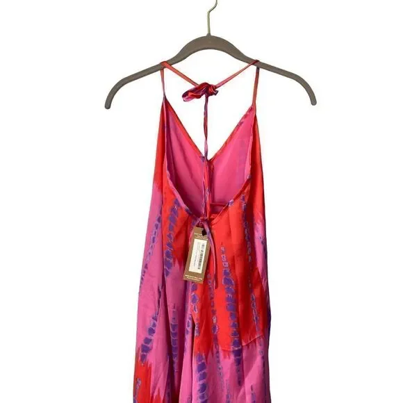 Nasty girl BWT petite tie-dye cross back satin jumpsuit size 4￼/ cruise … - Picture 6 of 8